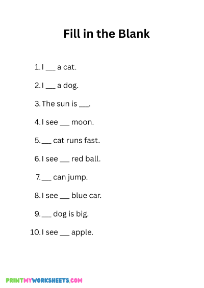 Free Pre-K Sight Words Early Worksheets