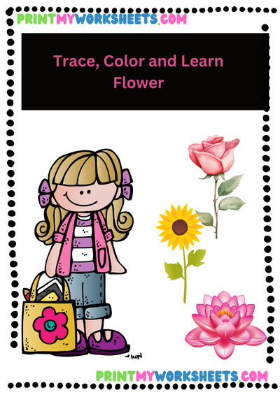 Trace and Learn Flowers Worksheet